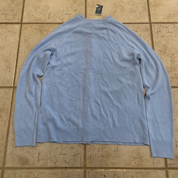 Karen Scott Light Blue Cardigan with Faux Pearl Buttons, Size M - Picture 4 of 7